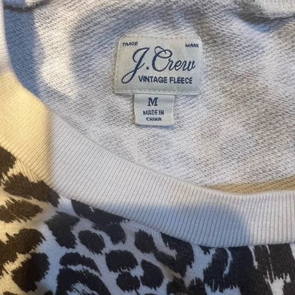 J. Crew Brown and White Animal Print Crewneck - Picture 2 of 2